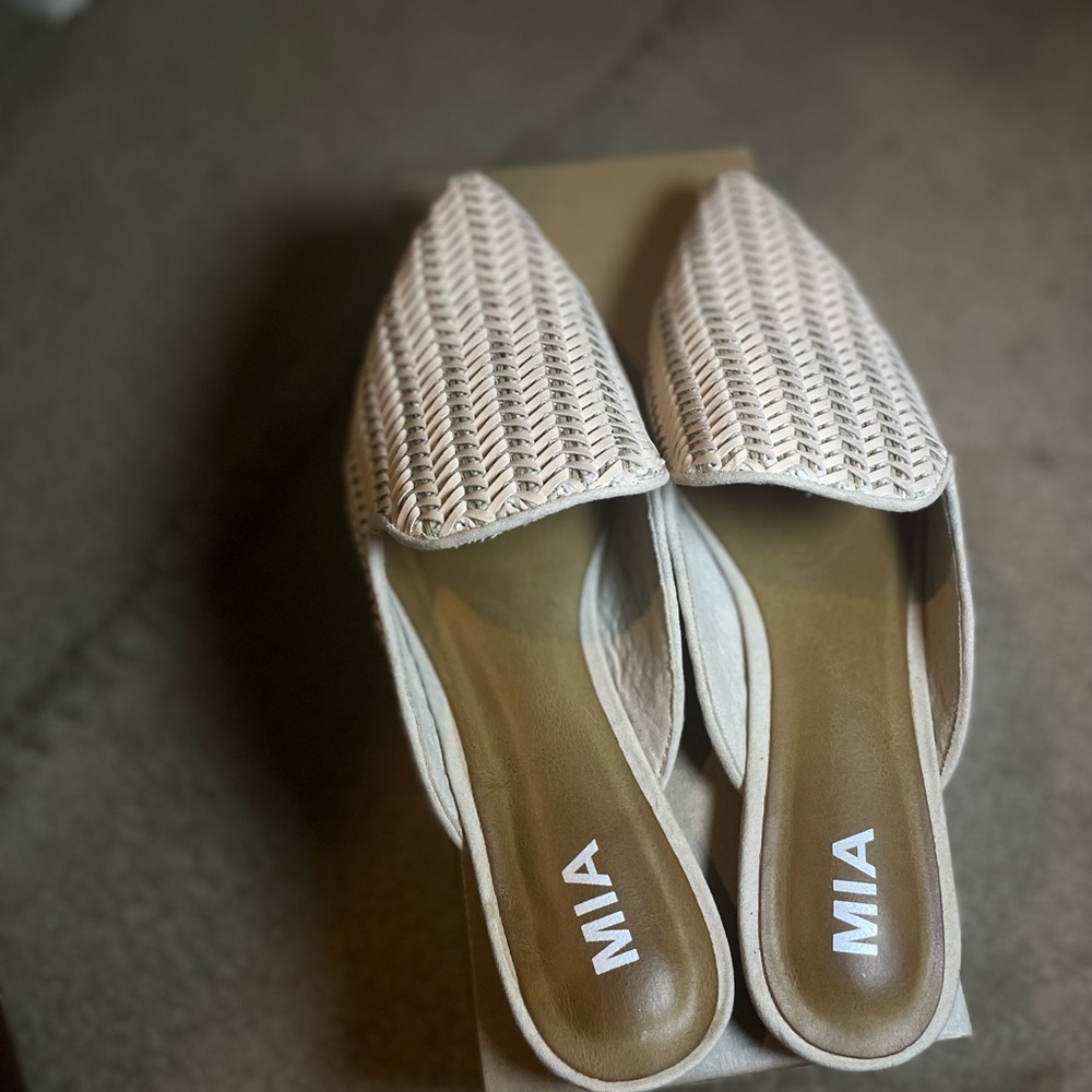 MIA Cream Woven Mules